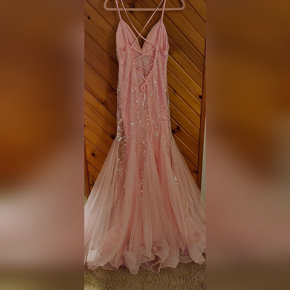 Lace Up Backless Sequin Mermaid Hem Cami Dresses - Picture 9 of 13